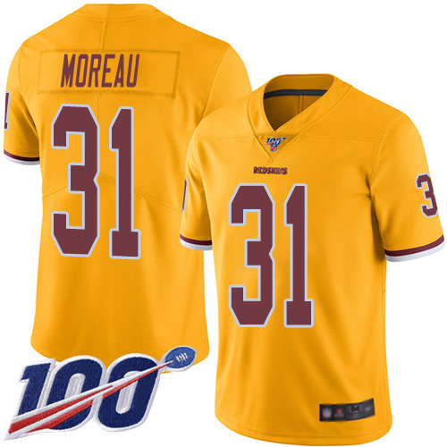 Washington Redskins Limited Gold Men Fabian Moreau Jersey NFL Football 31 100th Season Rush